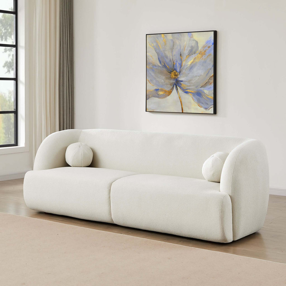 Anna French Ivory Boucle Sofa by Ashcroft Imports at Eve Furniture