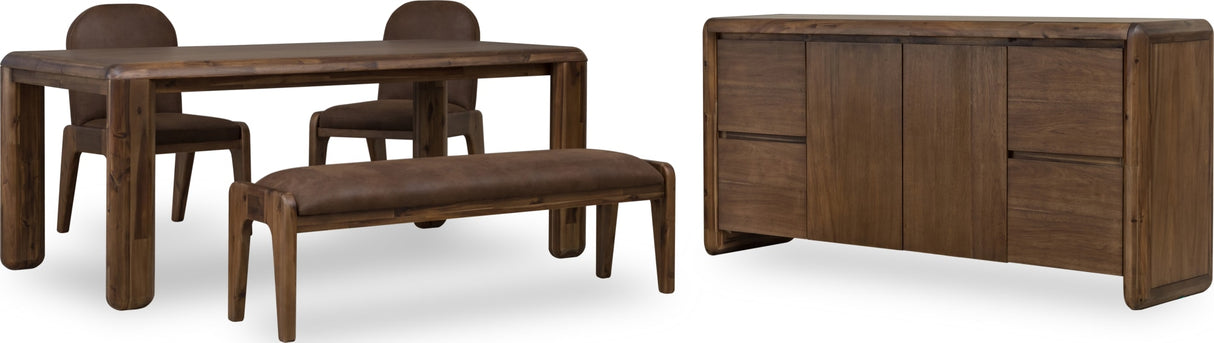 Xolani Impala Rectangular Acacia Wood Leg Dining Table by Modus Furniture at Eve Furniture