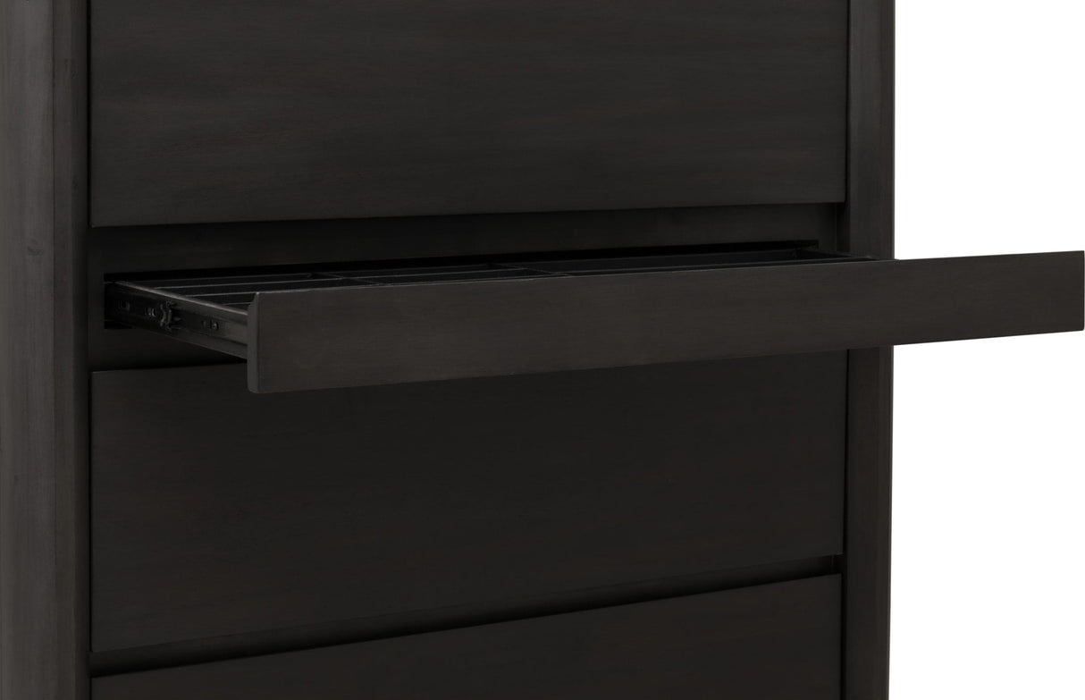 Xolani Jaguar Five Drawer Acacia Wood Chest with Jewelry Tray by Modus Furniture at Eve Furniture