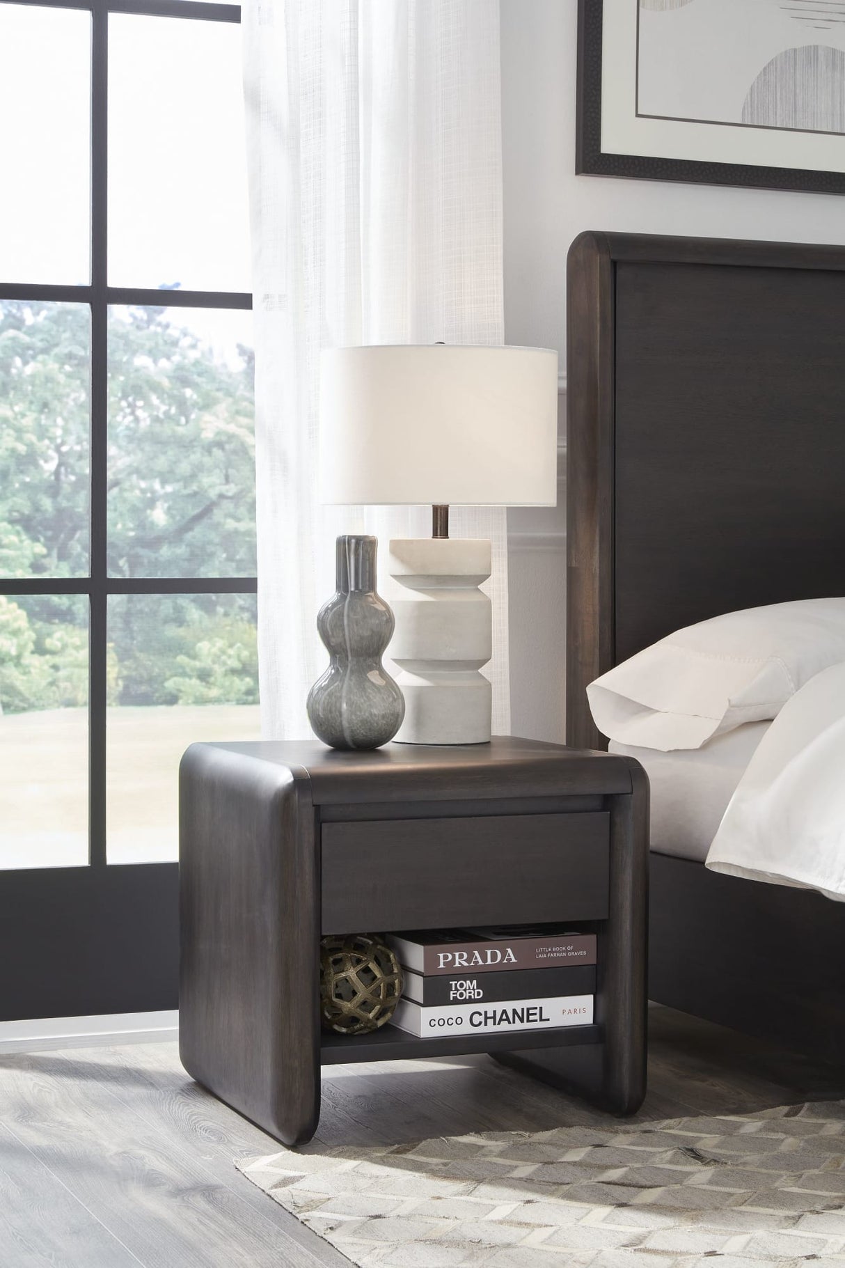 Xolani Jaguar One Drawer Acacia Wood Nightstand by Modus Furniture at Eve Furniture