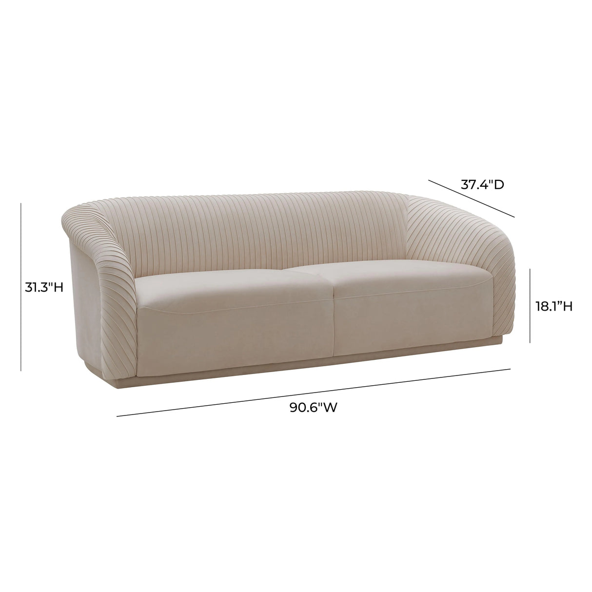 Yara Pleated Velvet Sofa by Inspire Me! Home Decor by TOV Furniture at Eve Furniture