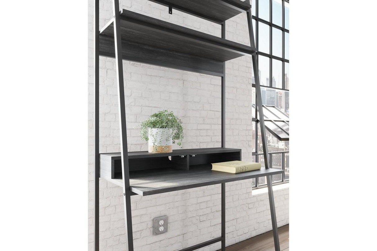 Yarlow Black 36" Home Office Desk with Shelf by Ashley at Eve Furniture