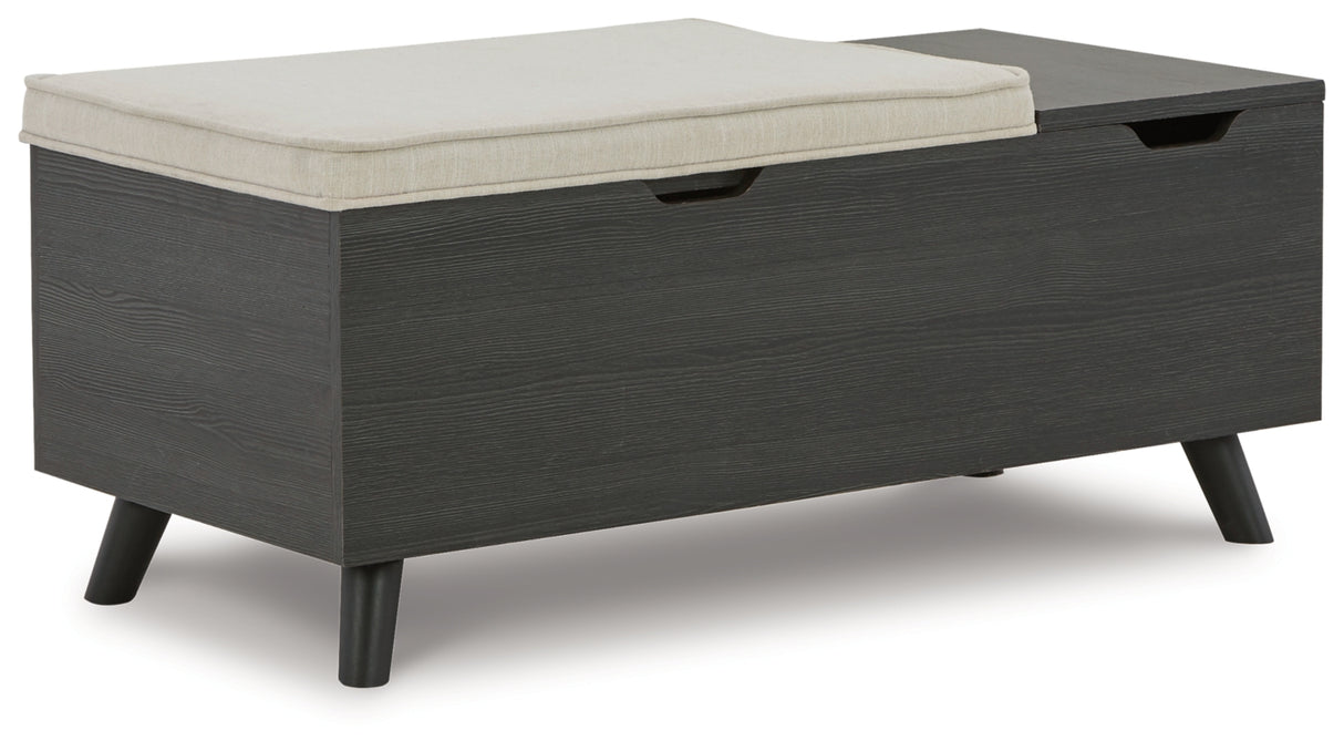Yarlow Linen/Gray Storage Bench by Ashley at Eve Furniture