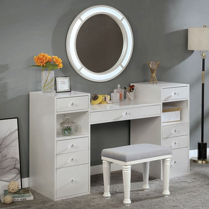 Yasmine Luminous White Vanity Set by Furniture of America at Eve Furniture