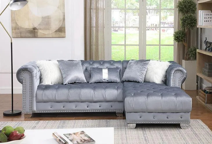 Yaz Grey 2-Piece Right Arm Facing (RAF) Sectional by New Era Innovations at Eve Furniture