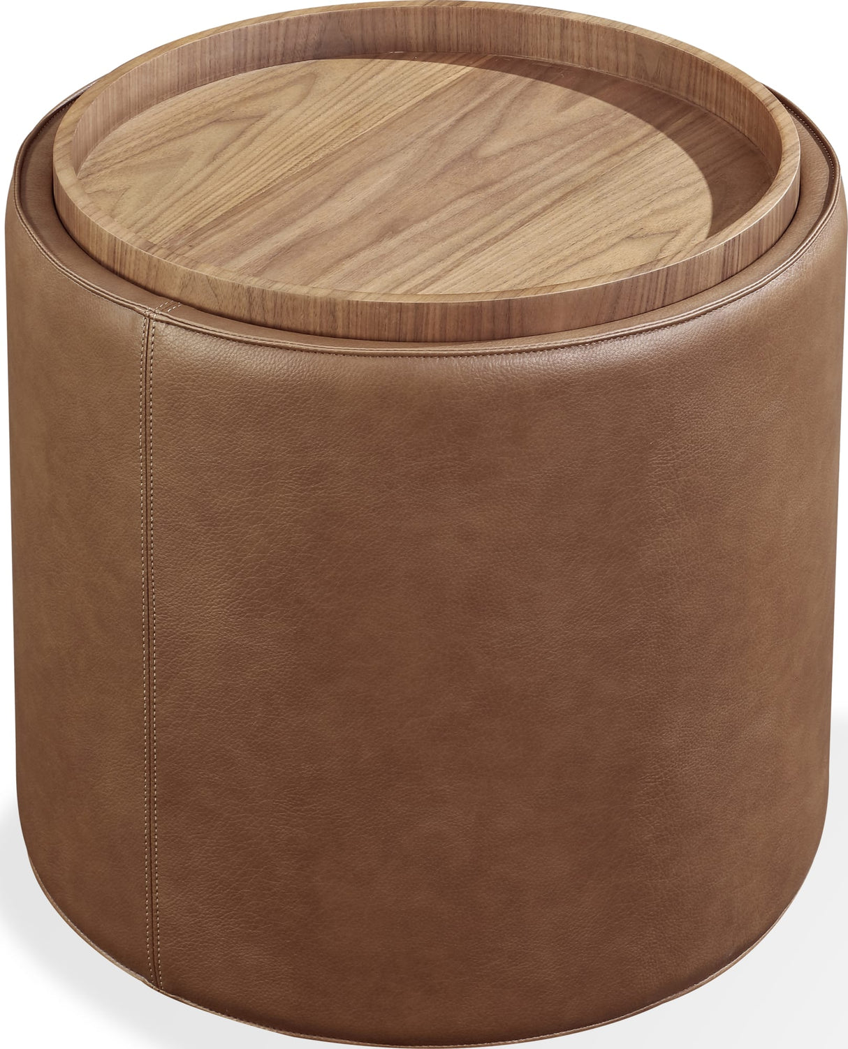 Yeal Sahara Leather Upholstered Storage End Table with Wooden Tray Top by Modus Furniture at Eve Furniture