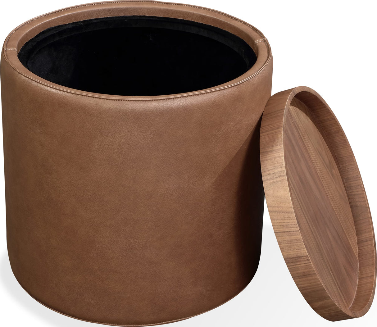 Yeal Sahara Leather Upholstered Storage End Table with Wooden Tray Top by Modus Furniture at Eve Furniture