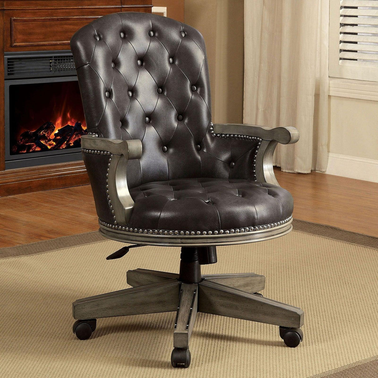 Yelena Gray/Black Arm Chair by Furniture of America at Eve Furniture