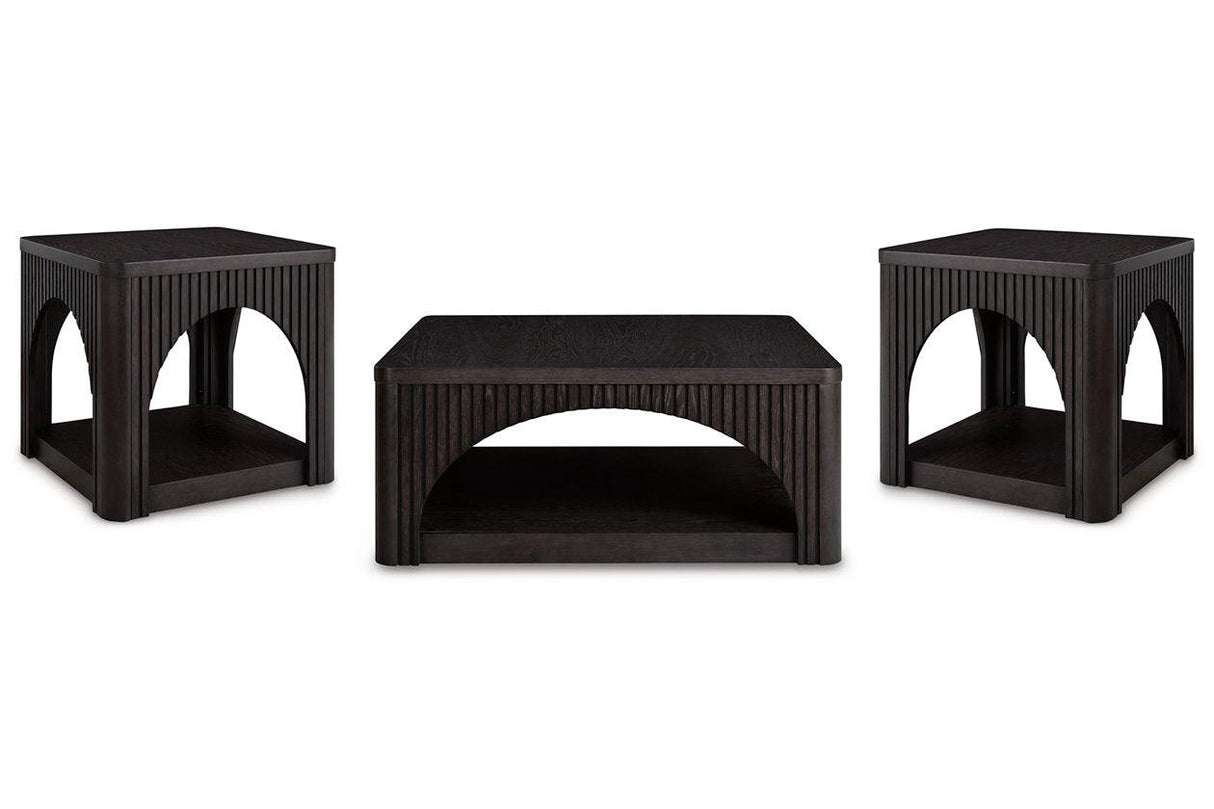 Yellink Black Coffee Table and 2 End Tables by Ashley at Eve Furniture
