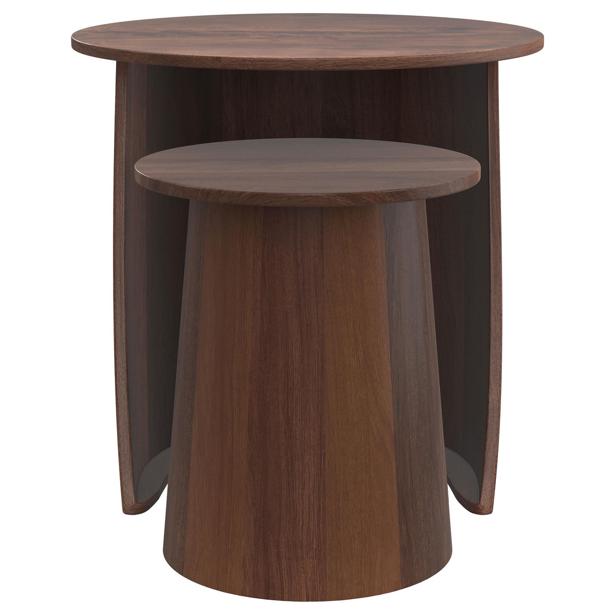 Yency Mango Brown 2-Piece Solid Wood Round Nesting Table by Coaster at Eve Furniture