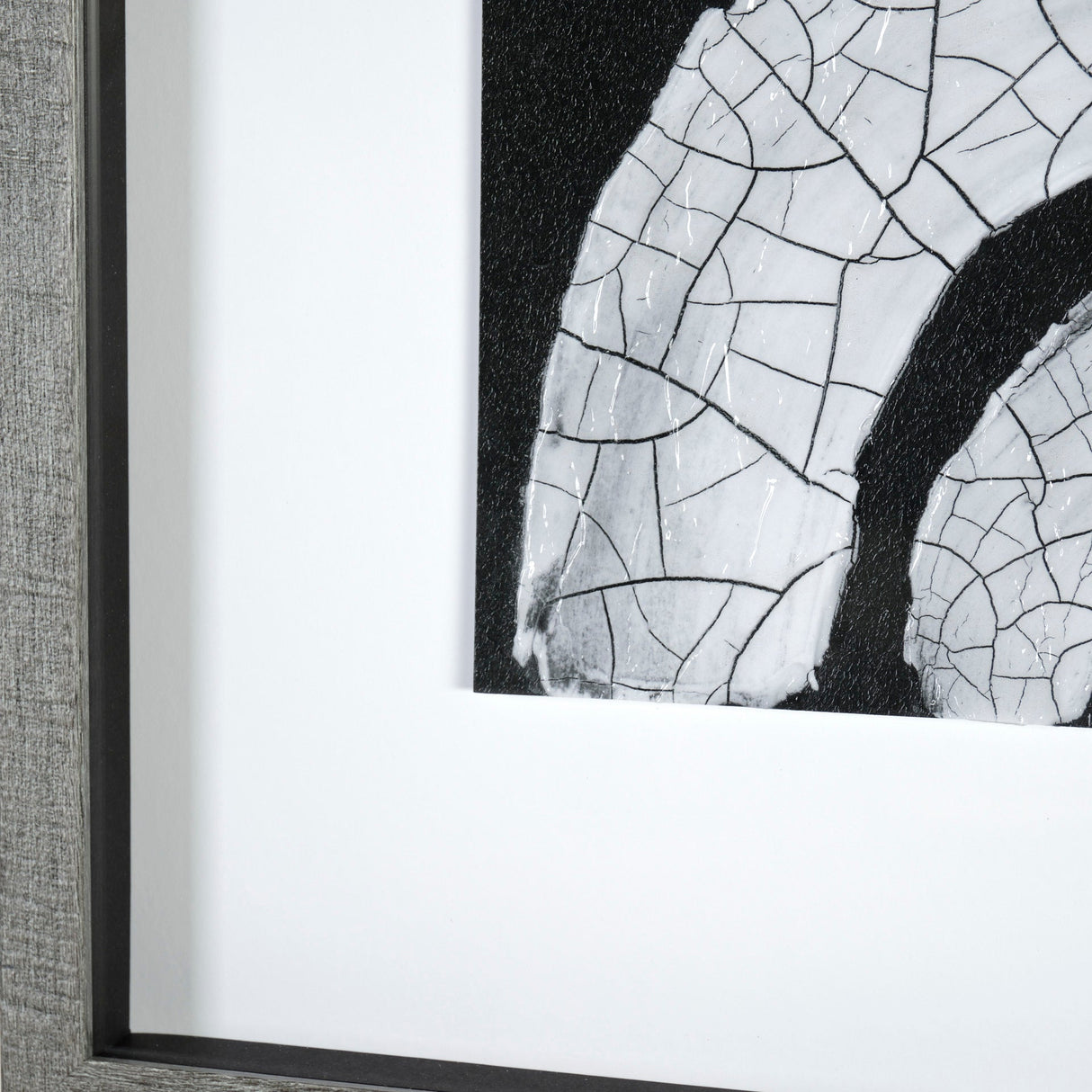 Ying (Black) by Mercana Studio a Hand Embellished Textured Framed Art Print Matted under Glass by Mercana at Eve Furniture