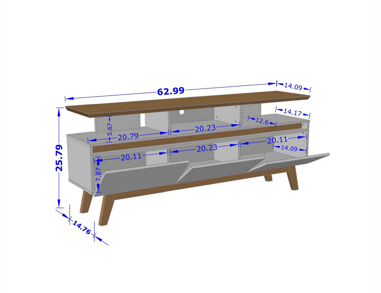 Yonkers 62.99 TV Stand in Black and Cinnamon by Manhattan Comfort at Eve Furniture
