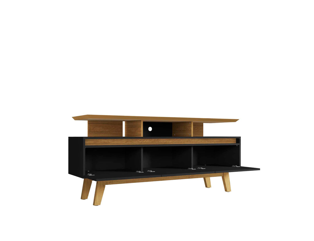 Yonkers 62.99 TV Stand in Black and Cinnamon by Manhattan Comfort at Eve Furniture