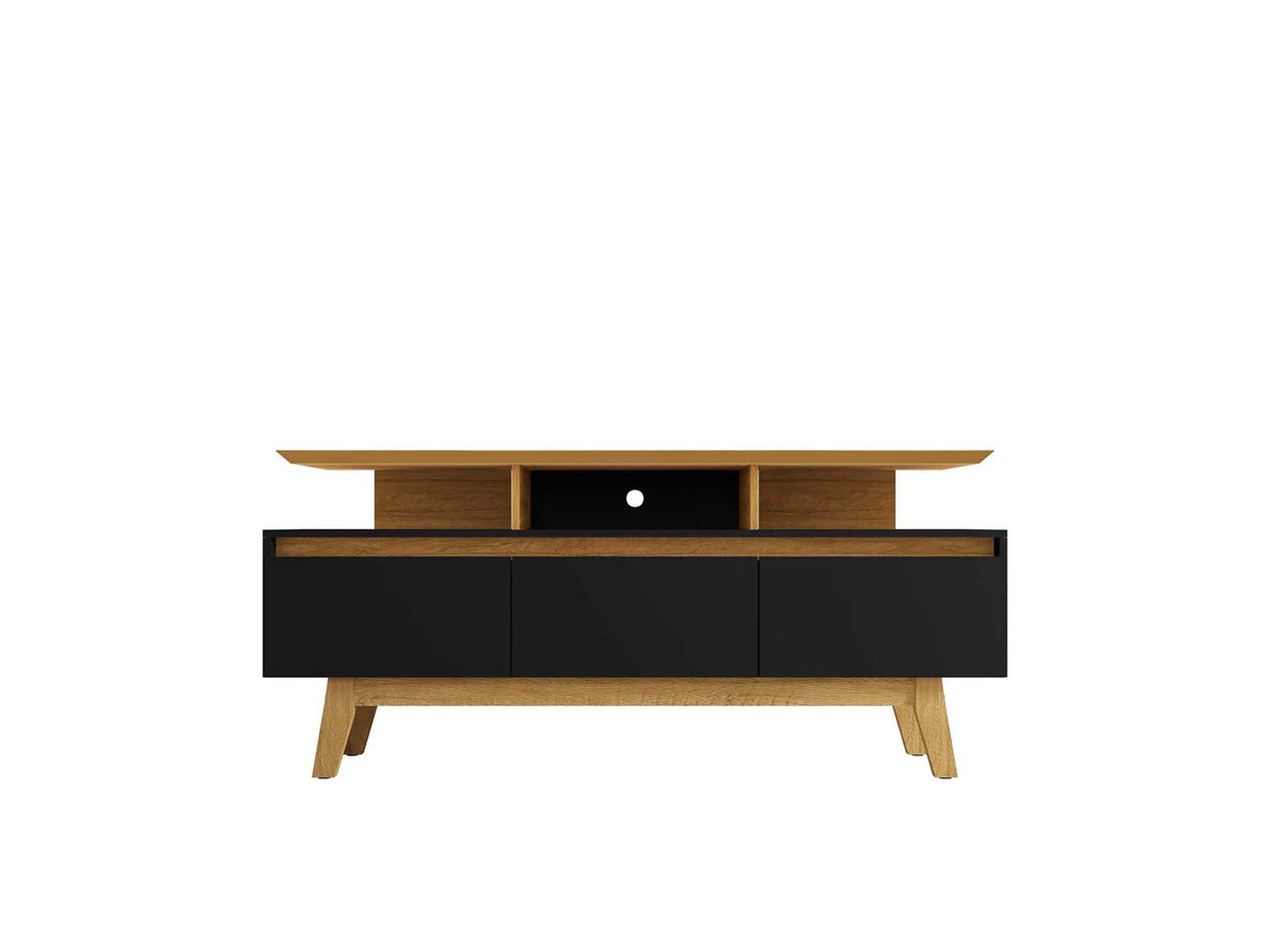 Yonkers 62.99 TV Stand in Black and Cinnamon by Manhattan Comfort at Eve Furniture