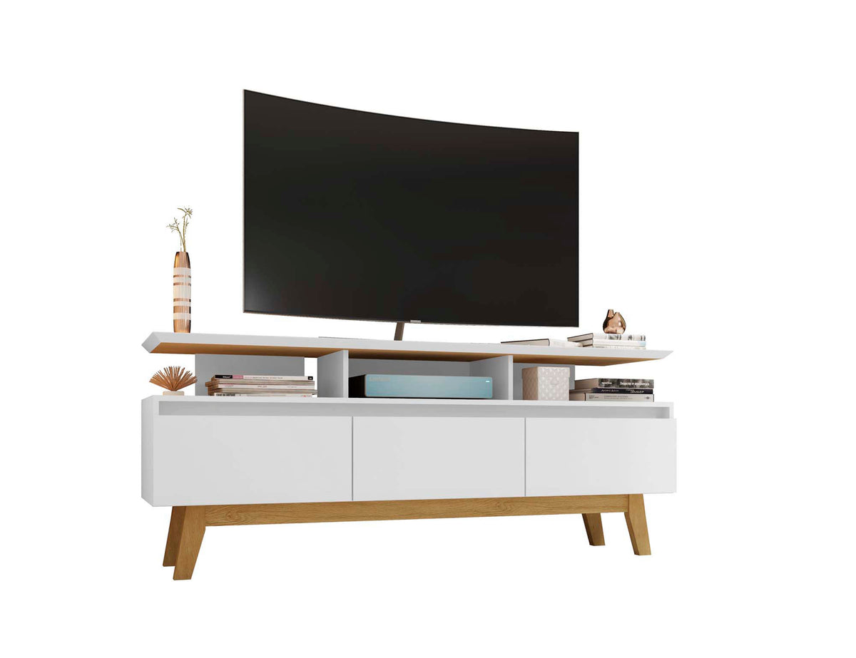 Yonkers 62.99 TV Stand in White by Manhattan Comfort at Eve Furniture