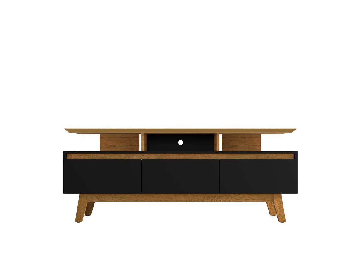 Yonkers 70.86 TV Stand in Black and Cinnamon by Manhattan Comfort at Eve Furniture