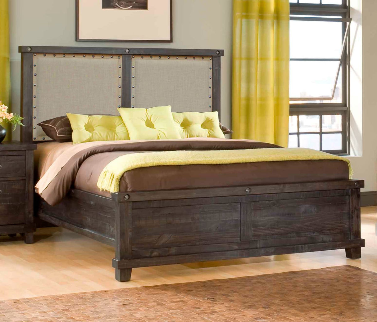 Yosemite Cafe California King Upholstered Panel Bed