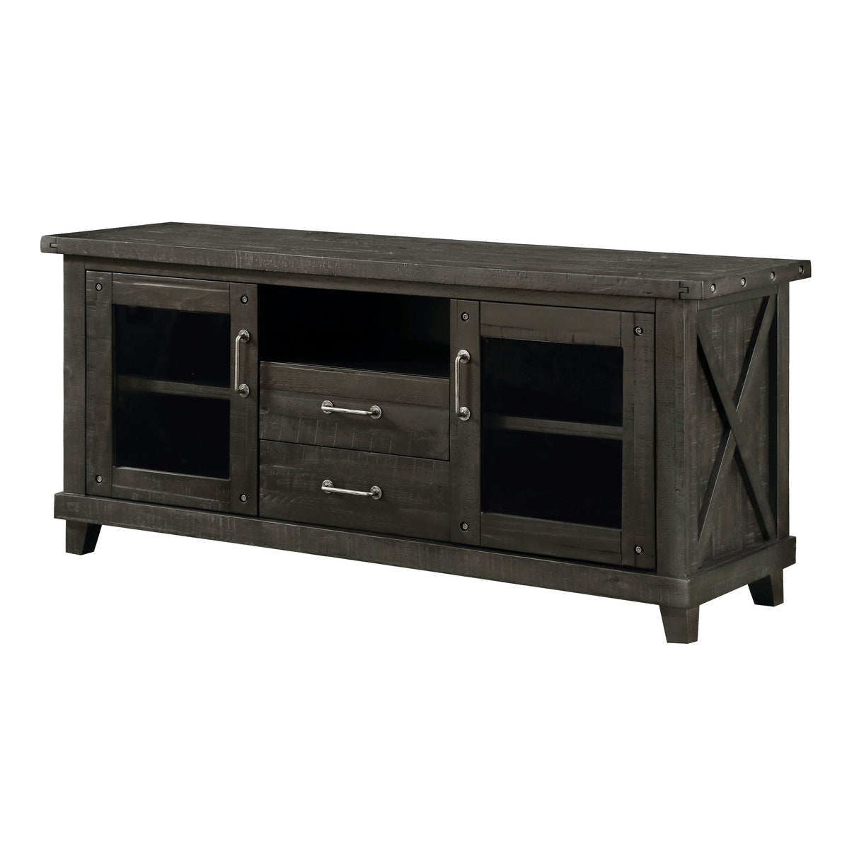 Yosemite Solid Wood Two Drawer Media Console in Cafe by Modus Furniture at Eve Furniture
