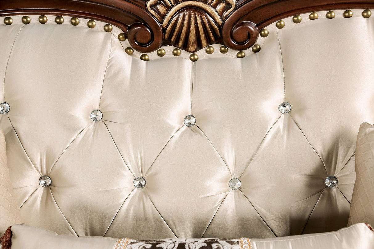 Yucatan Dark Cherry/Beige Sofa & Loveseat by Furniture of America at Eve Furniture