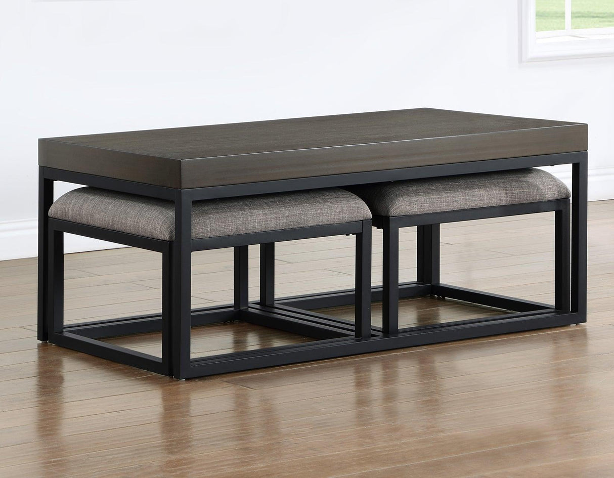 Yukon Rectangular Nesting Coffee Table with 2 Stools by Steve Silver at Eve Furniture