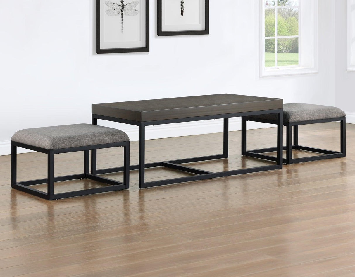 Yukon Rectangular Nesting Coffee Table with 2 Stools by Steve Silver at Eve Furniture