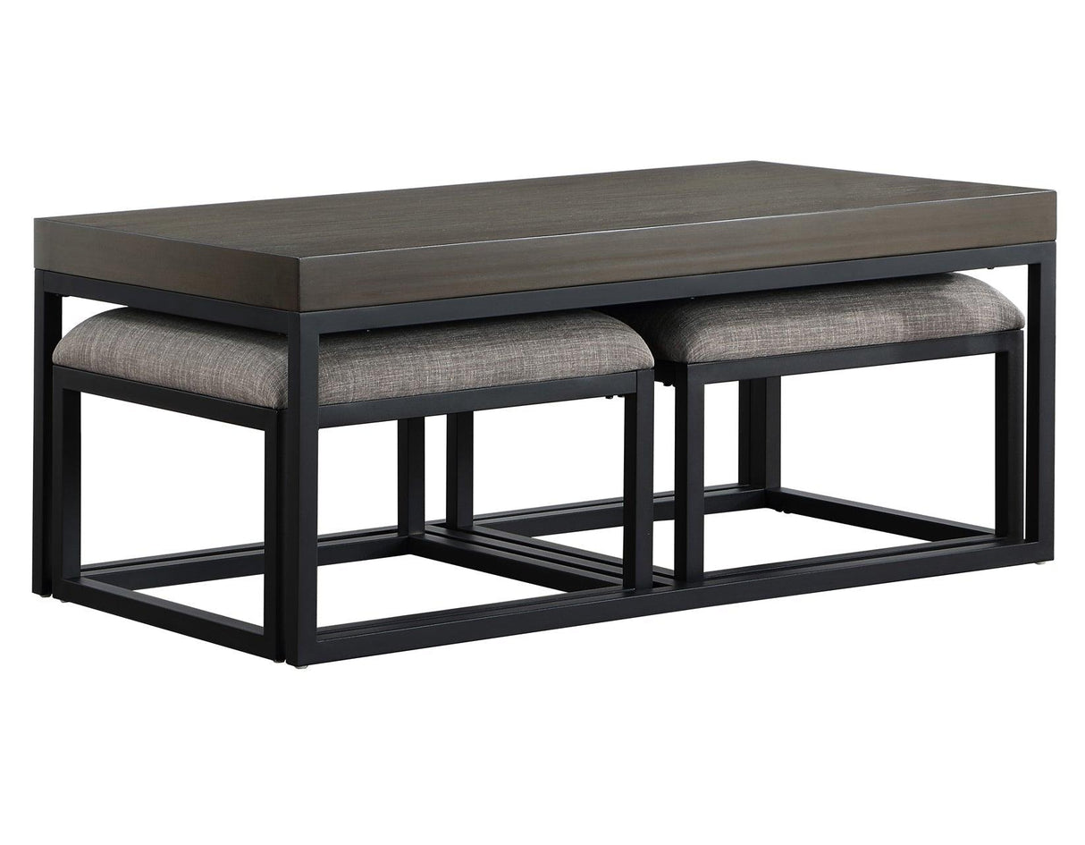 Yukon Rectangular Nesting Coffee Table with 2 Stools by Steve Silver at Eve Furniture