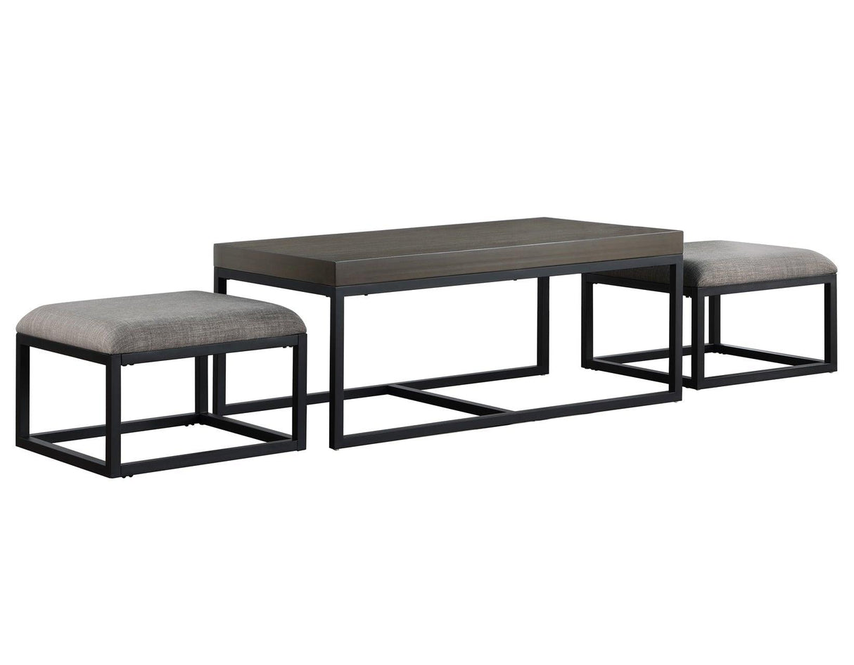 Yukon Rectangular Nesting Coffee Table with 2 Stools by Steve Silver at Eve Furniture