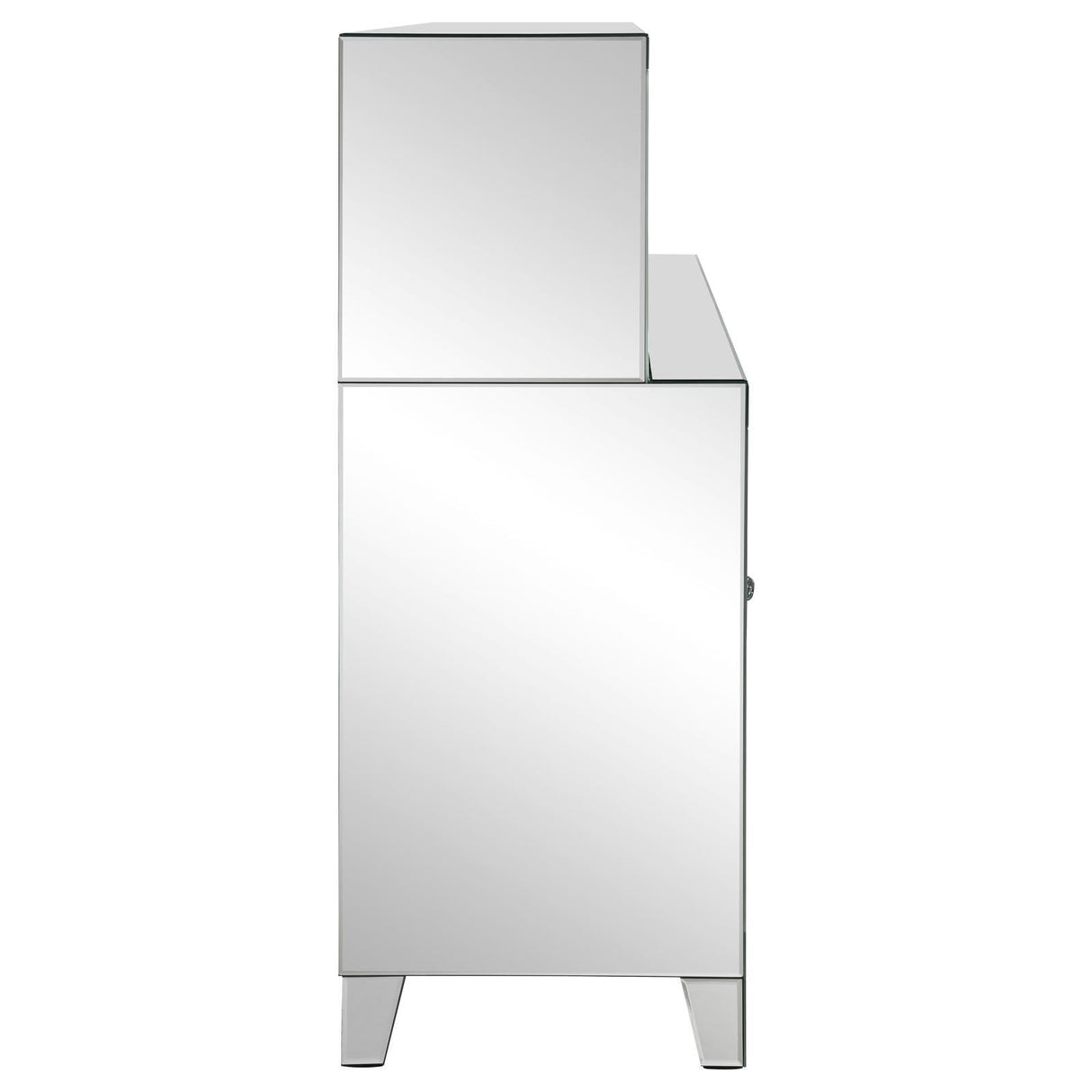 Yvaine Silver 2-door Mirrored Wine Cabinet with Faux Crystal Inlay by Coaster at Eve Furniture