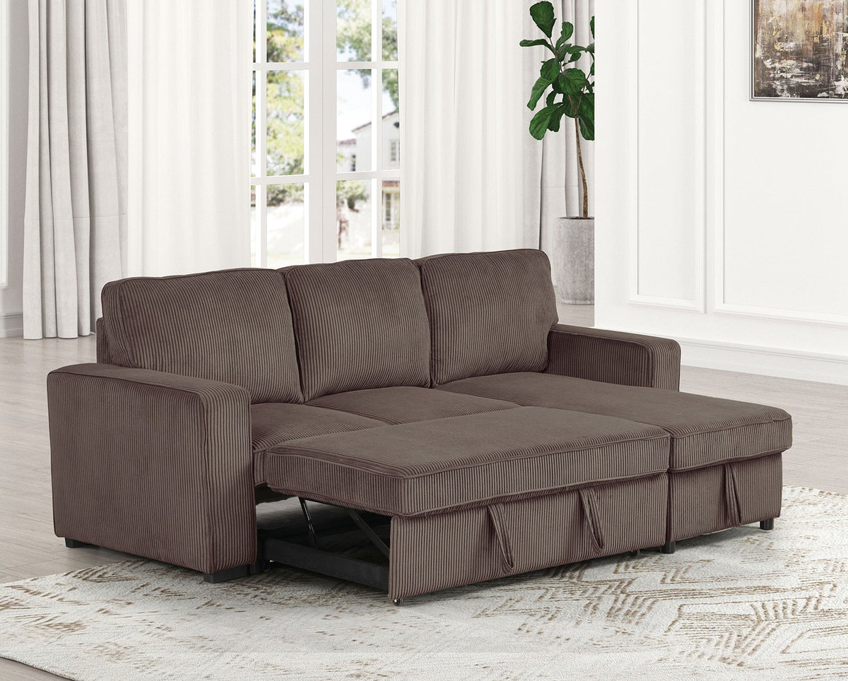 Yves Brown Sectional with Chaise by Furniture of America at Eve Furniture