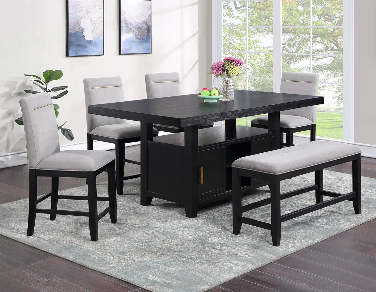 Yves Charcoal Storage Counter Height Dining Set by Steve Silver at Eve Furniture