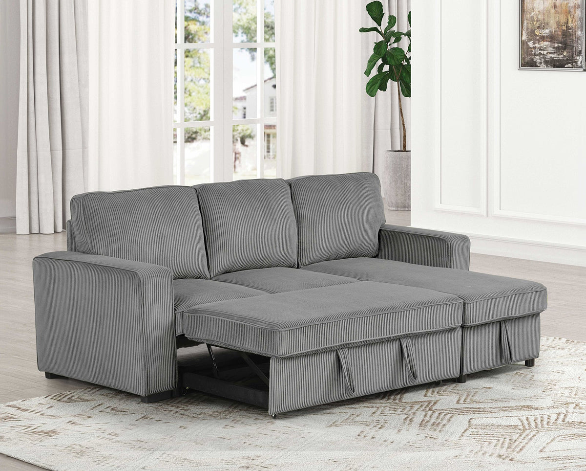 Yves Dark Gray Sectional with Chaise by Furniture of America at Eve Furniture
