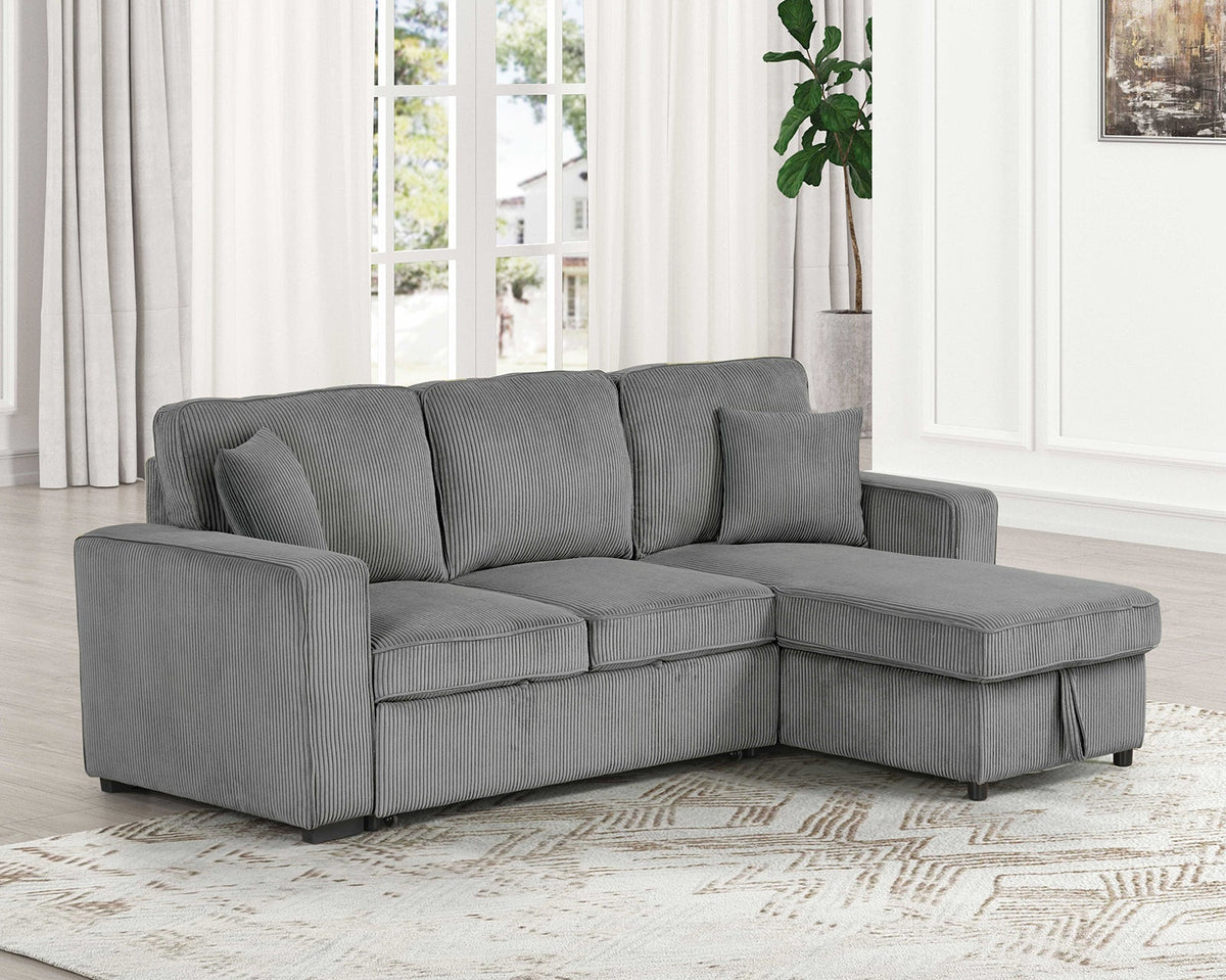 Yves Dark Gray Sectional with Chaise by Furniture of America at Eve Furniture