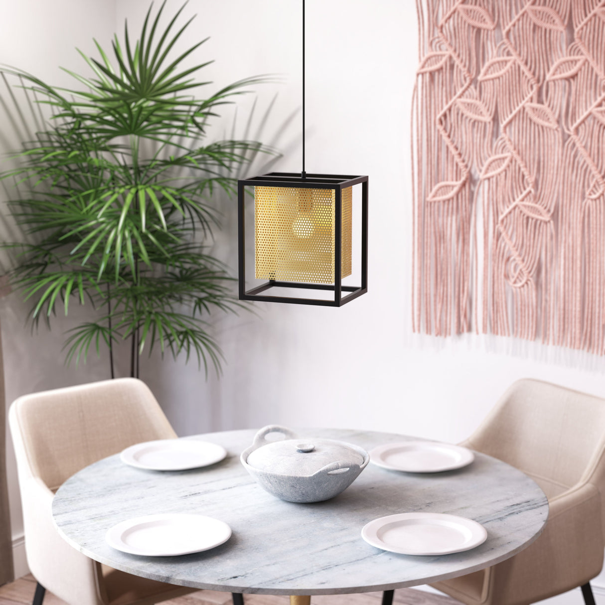 Yves Gold & Black Ceiling Lamp by Zuomod at Eve Furniture