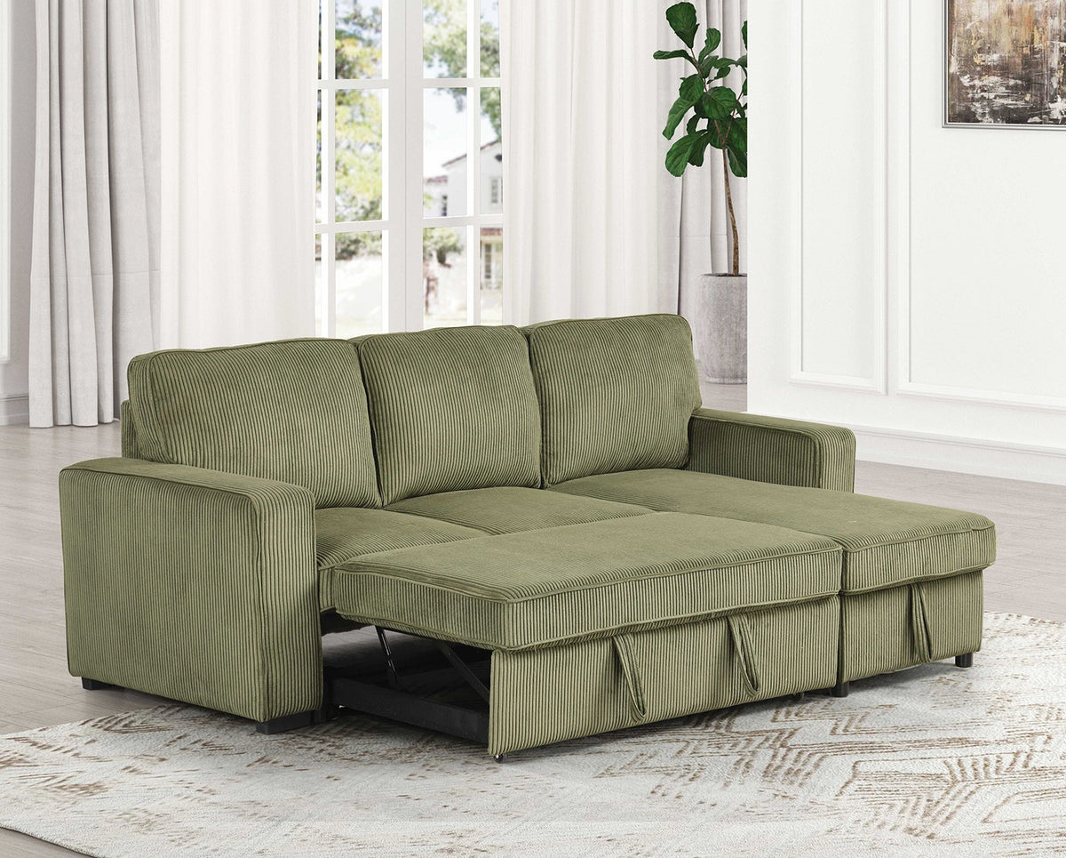 Yves Green Sectional with Chaise by Furniture of America at Eve Furniture