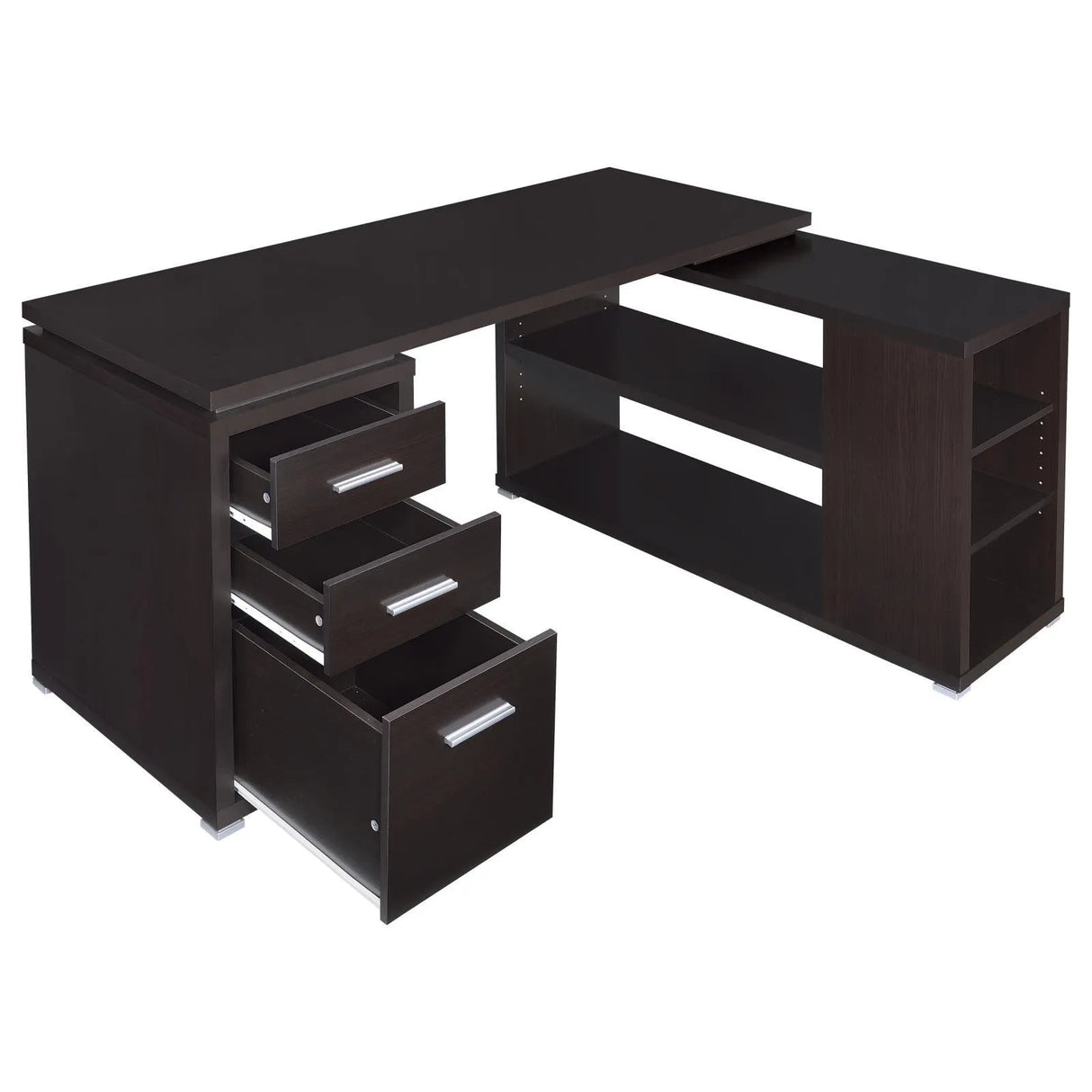 Yvette Cappuccino L-shape Office Desk by Coaster at Eve Furniture