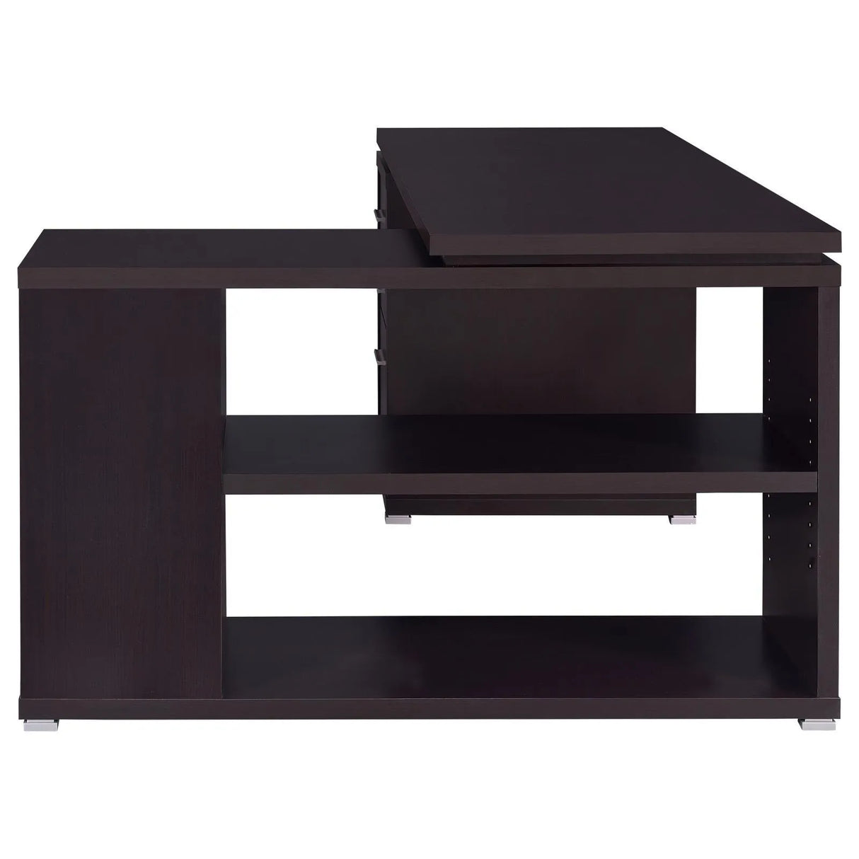 Yvette Cappuccino L-shape Office Desk by Coaster at Eve Furniture