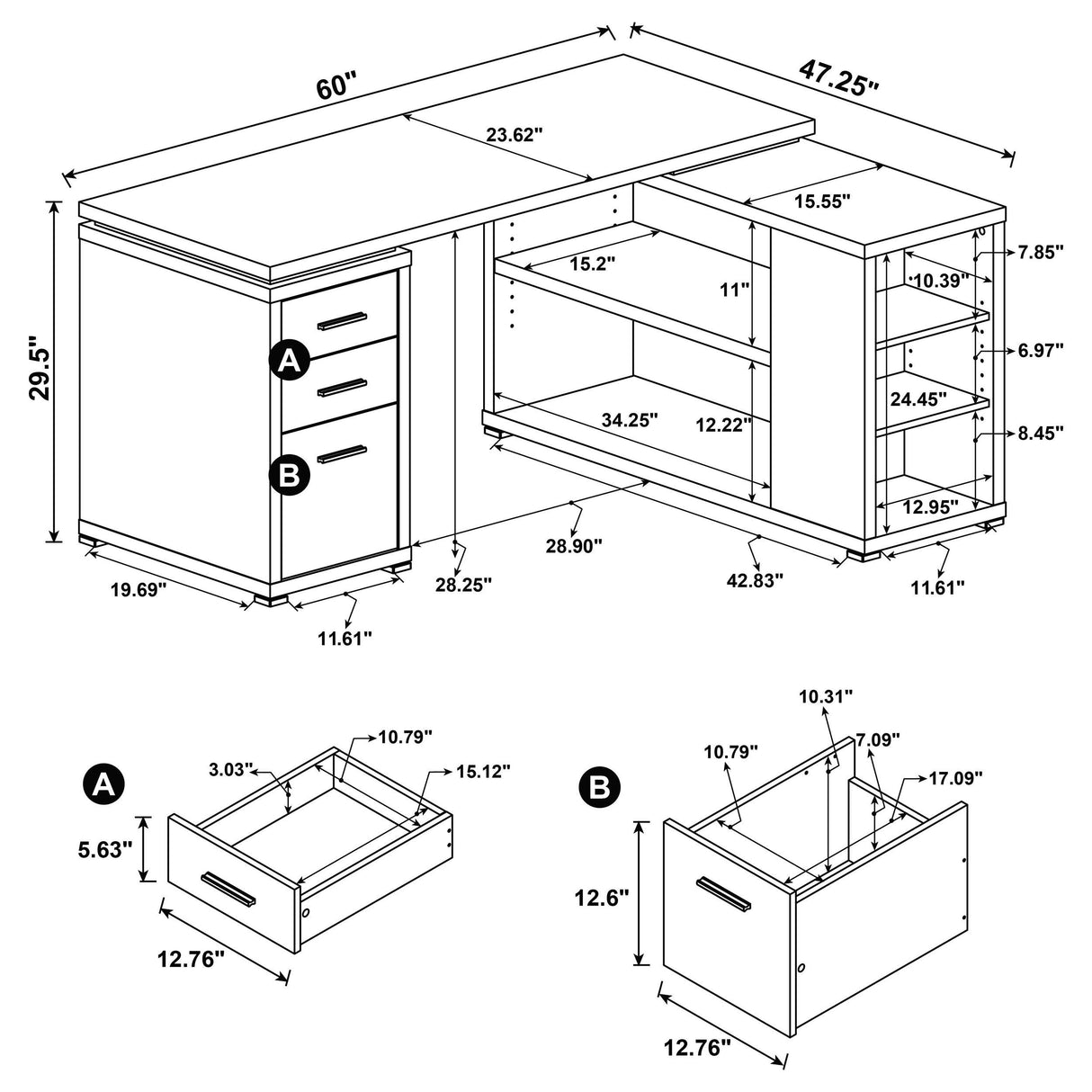 Yvette Mango 60-inch 3-drawer L-Shape Computer Desk by Coaster at Eve Furniture