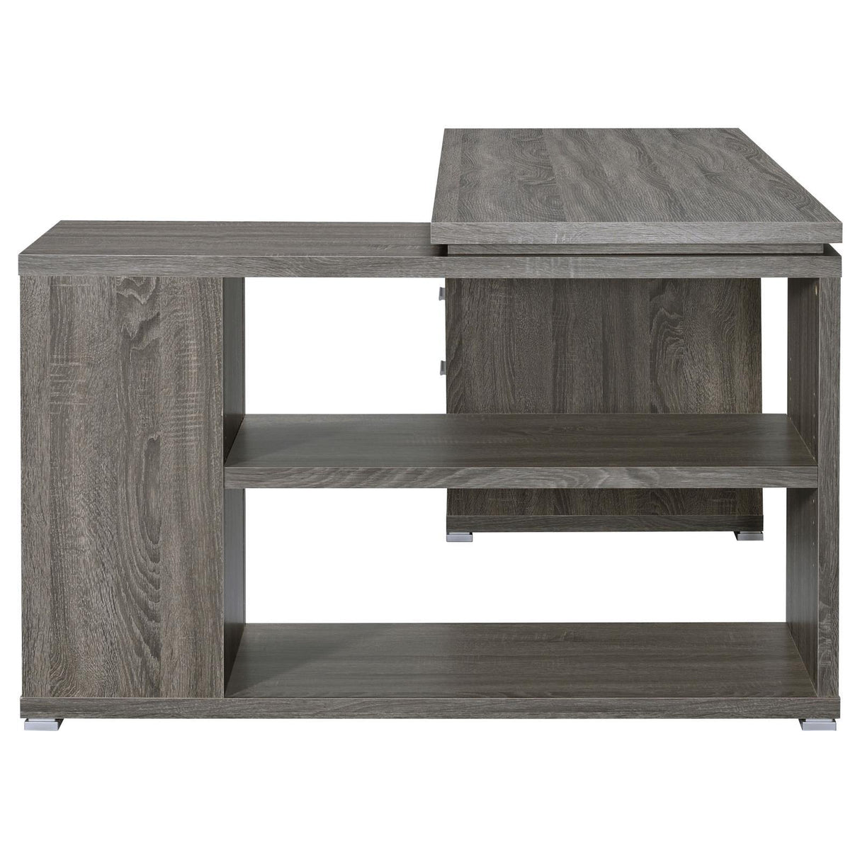 Yvette Weathered Gray L-shape Office Desk by Coaster at Eve Furniture
