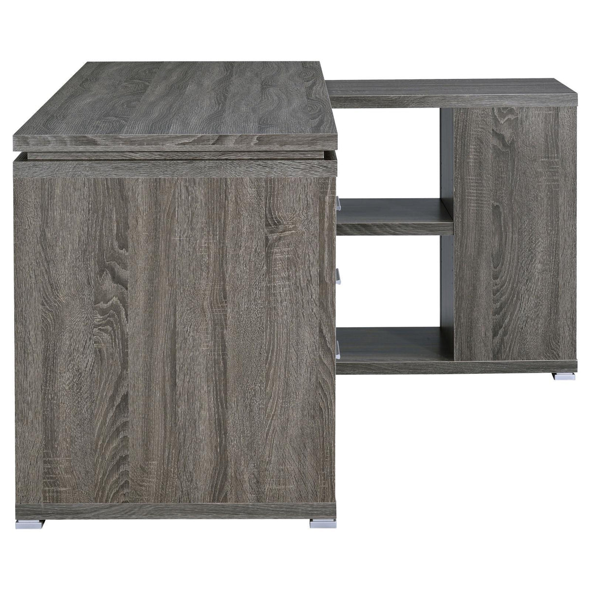 Yvette Weathered Gray L-shape Office Desk by Coaster at Eve Furniture