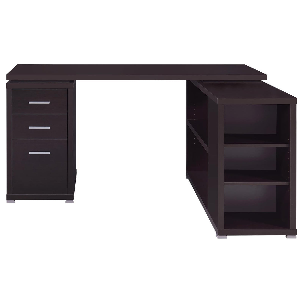 Yvette Cappuccino L-shape Office Desk by Coaster at Eve Furniture