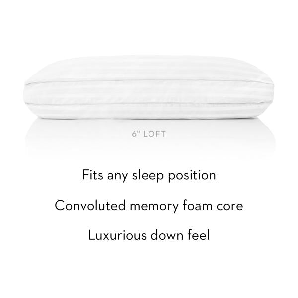 Z Convolution Gelled White Queen Mid Loft Microfiber Pillow by Malouf at Eve Furniture