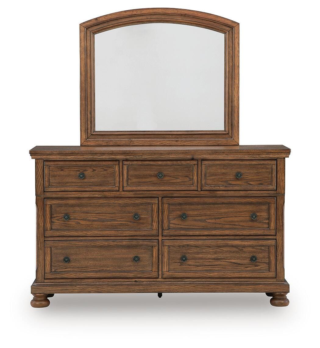 Zackaryn Warm Brown Dresser and Mirror by Ashley at Eve Furniture