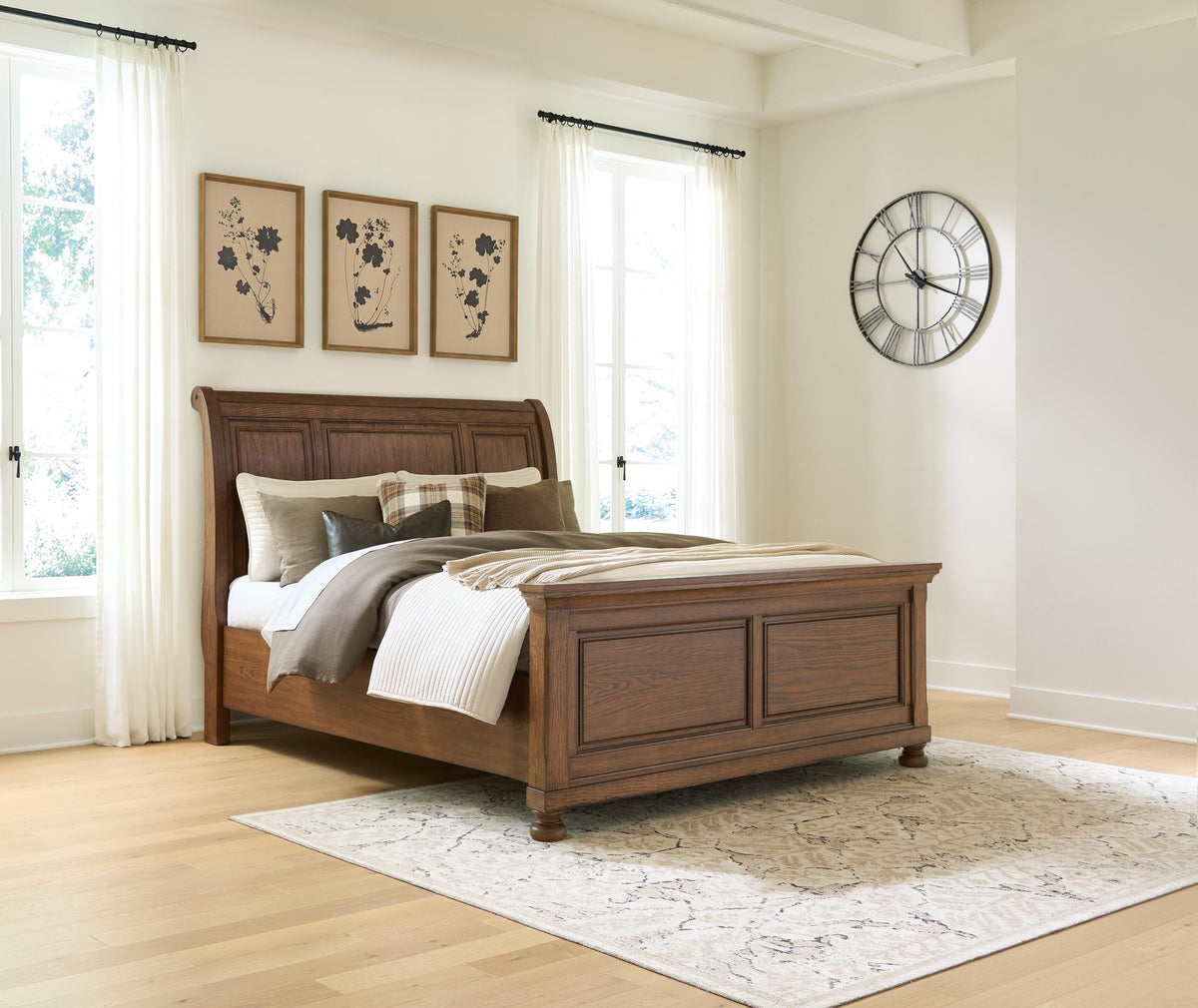 Zackaryn Warm Brown Queen Sleigh Bed by Ashley at Eve Furniture