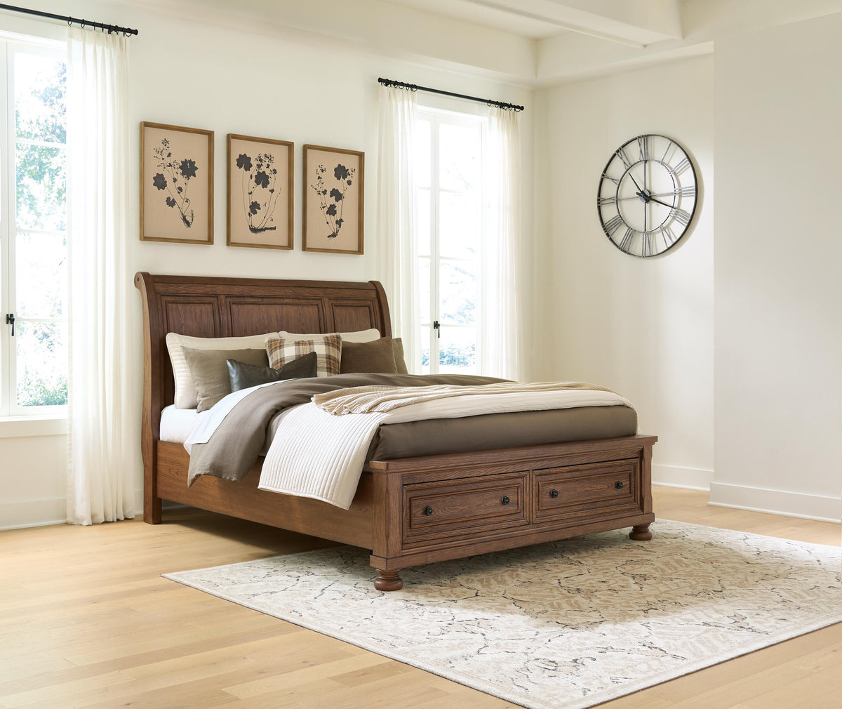Zackaryn Warm Brown Queen Sleigh Storage Bed by Ashley at Eve Furniture
