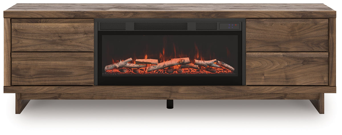 Zadilyn Brown 72" TV Stand with Electric Fireplace by Ashley at Eve Furniture