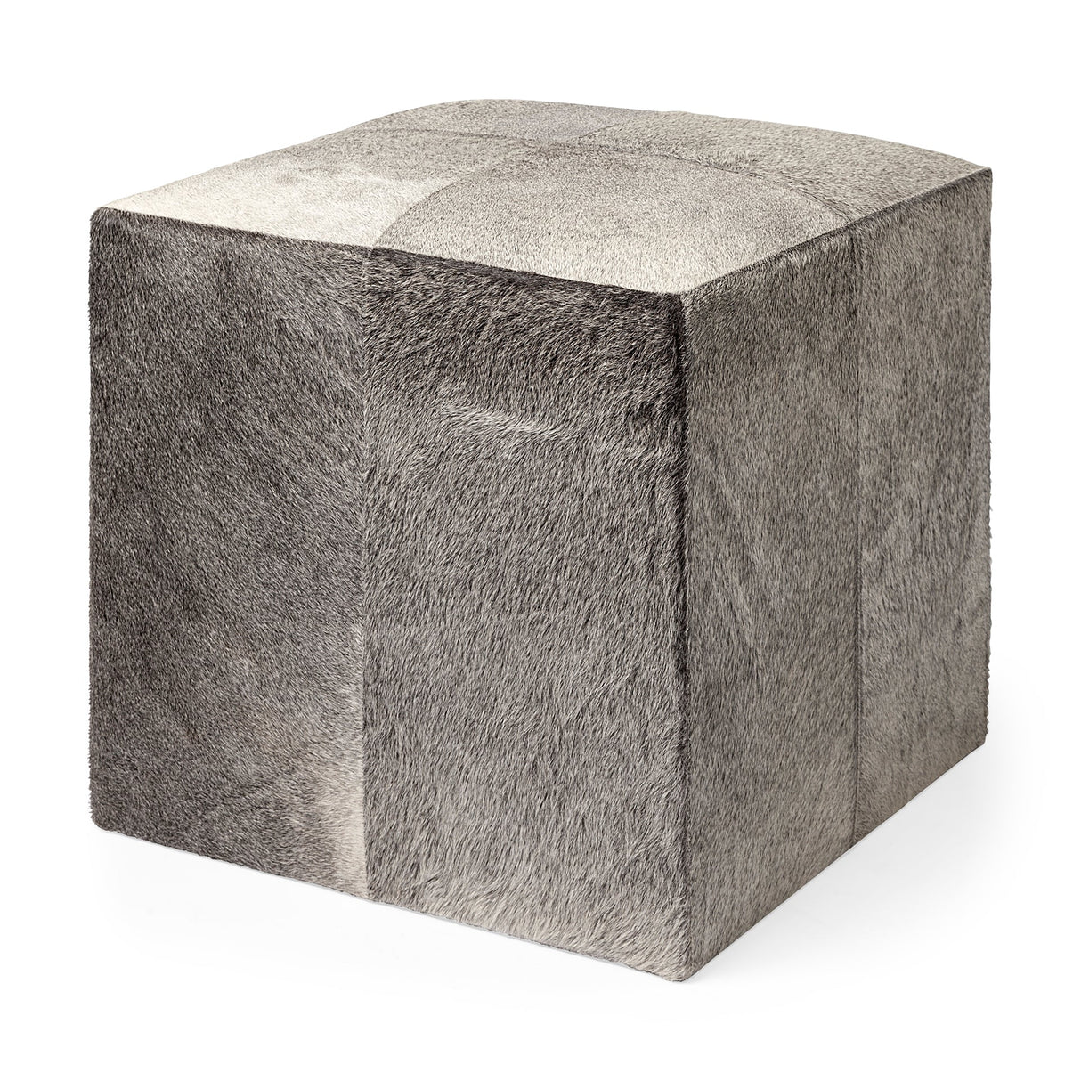Zahavi I 20" Grey-toned hair-on-hide ottoman by Mercana at Eve Furniture