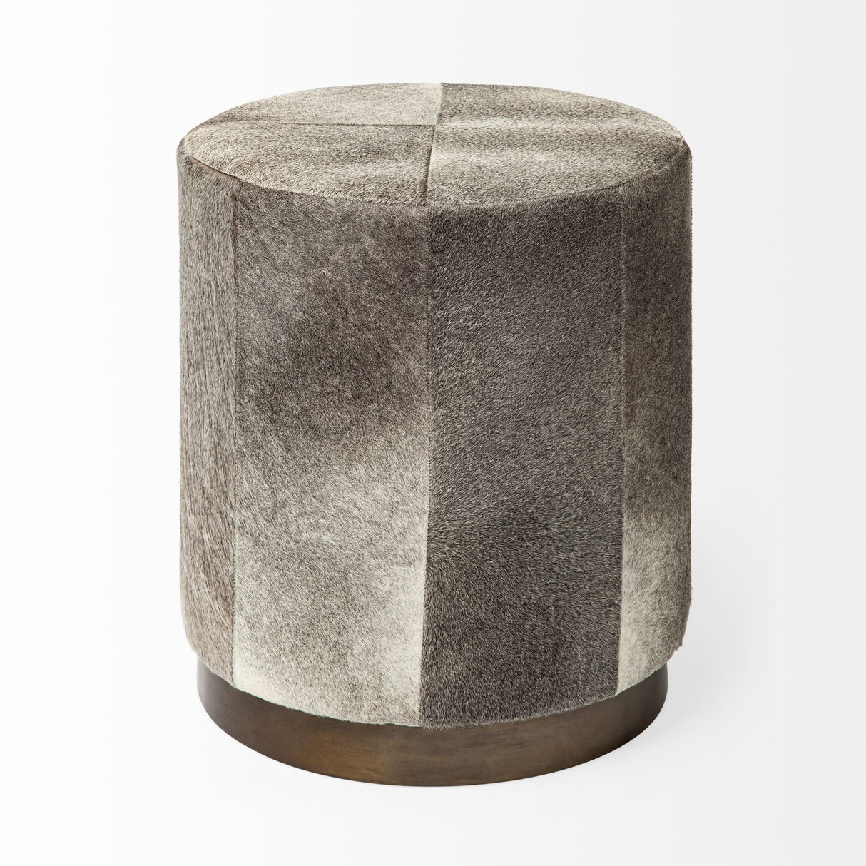Zahavi I 23"H grey-toned hair-on-hide ottoman by Mercana at Eve Furniture