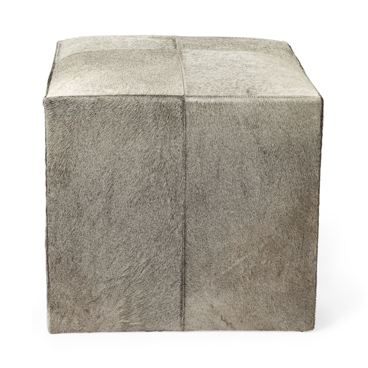 Zahavi I Grey-toned hair-on-hide ottoman by Mercana at Eve Furniture