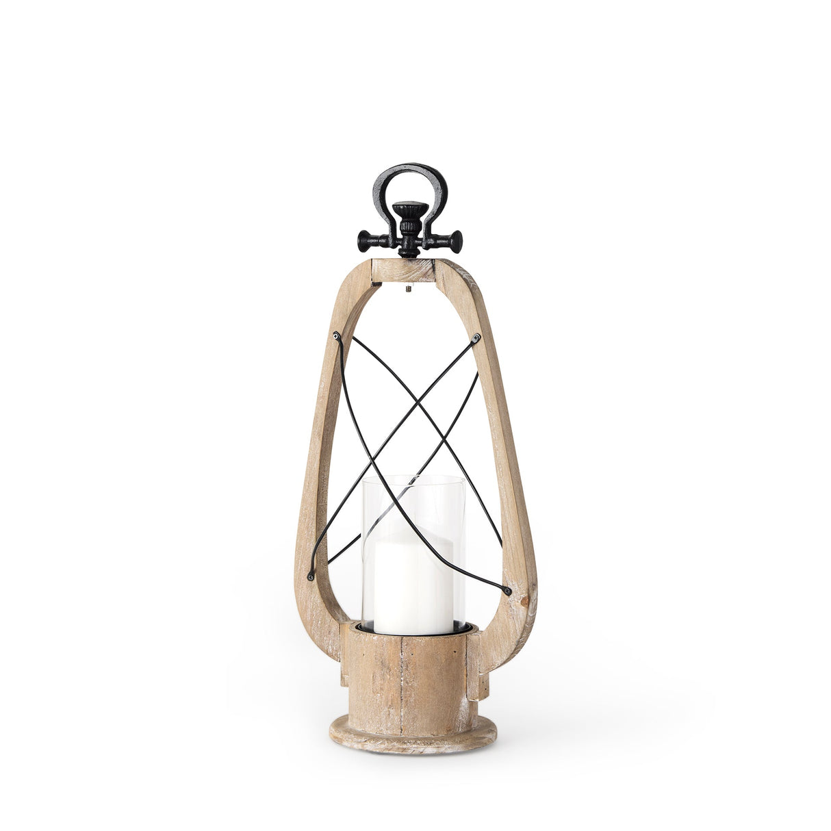 Zain I Small Brown Wooden Vintage Inspired Candle Holder Lantern by Mercana at Eve Furniture
