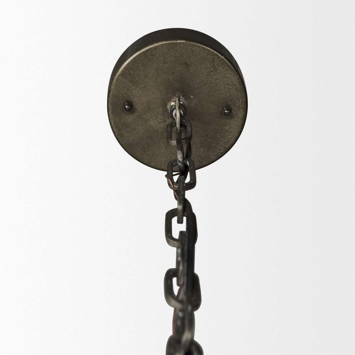 Zaio Weathered Antique Gold Metal Caged Bulb Pendant Light by Mercana at Eve Furniture